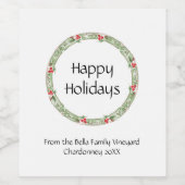 Weihnachtsfeiertag Kraut Berries Festliche Flasche Weinetikett (Einzelnes Label)