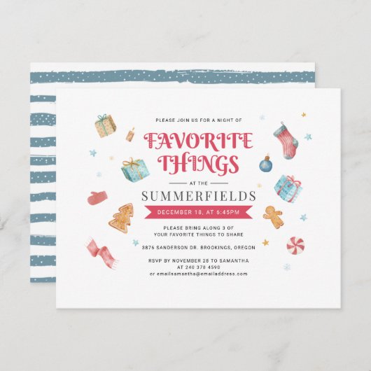 Weihnachtsfeiertag Lieblings-Party Einladung (Vorne/Hinten)