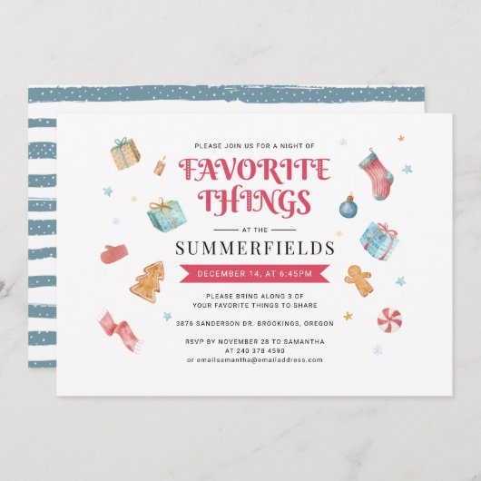 Weihnachtsfeiertag Lieblings-Party Einladung (Vorne/Hinten)