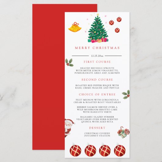 Weihnachtsfeiertag Menükarte (Vorne/Hinten)