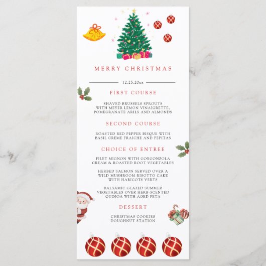 Weihnachtsfeiertag Menükarte (Vorderseite)