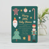 Weihnachtsfeiertag Merry Little Baby Dusche Einladung (Stehend Vorderseite)