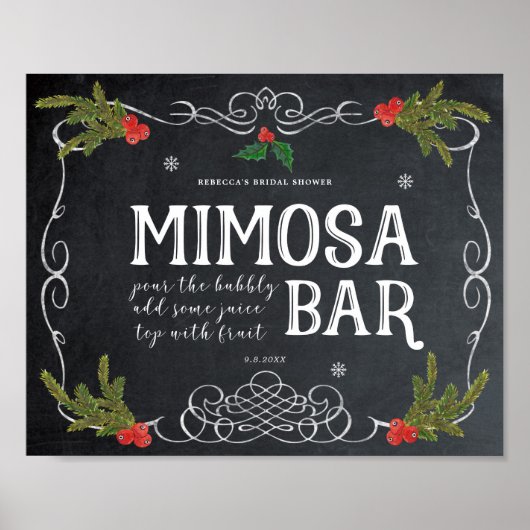 Weihnachtsfeiertag mimosa Bar Hochzeitszeichen Poster (Vorne)