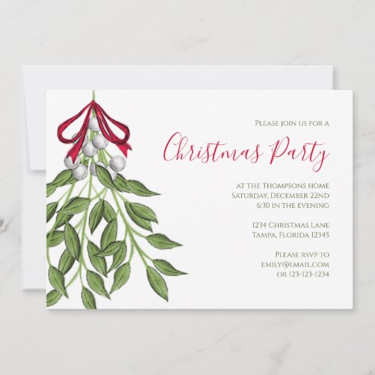 Weihnachtsfeiertag Mistletoe Greenerity QR Code Einladung (Vorderseite)