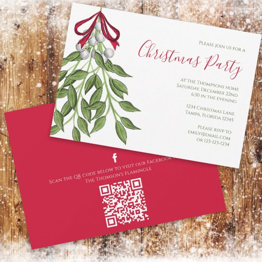 Weihnachtsfeiertag Mistletoe Greenerity QR Code Einladung