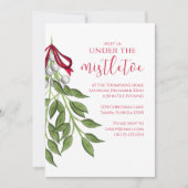 Weihnachtsfeiertag Mistletoe Grüne Berries Party Einladung (Vorderseite)