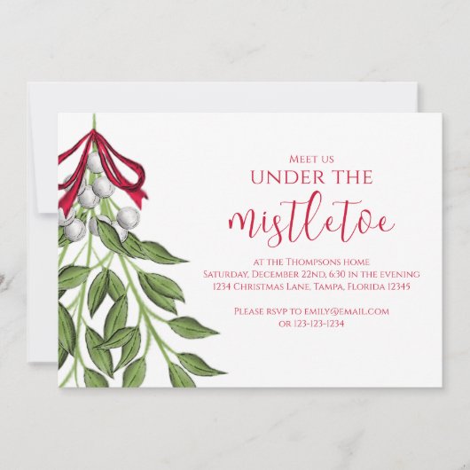 Weihnachtsfeiertag Mistletoe Grüne Berries Party Einladung (Vorderseite)