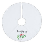 Weihnachtsfeiertag Mistletoname Festive Red Green Leinenimitat Weihnachtsbaumdecke (Vorderseite)