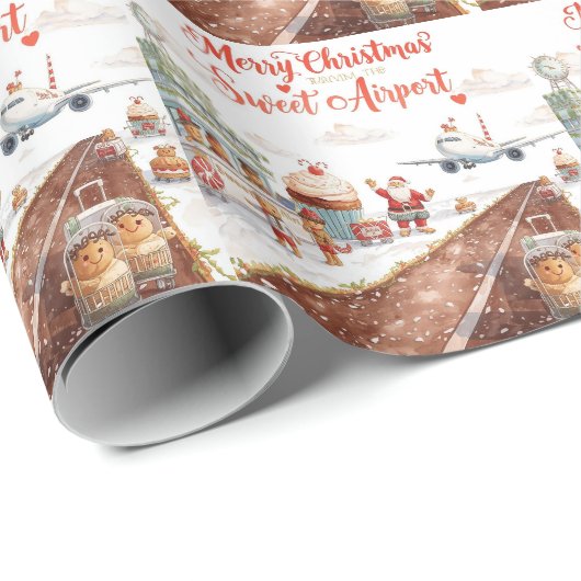 Weihnachtsfeiertag mit Bäckereiladen am Flughafen Geschenkpapier (Rolleneckpunkt)