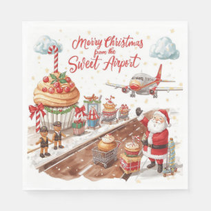 Weihnachtsfeiertag mit Bäckereiladen am Flughafen Serviette