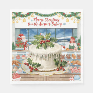 Weihnachtsfeiertag mit Bäckereiladen am Flughafen Serviette