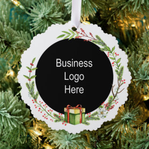 Weihnachtsfeiertag mit eigenem Firmenlogo Ornament Karte