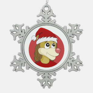 Weihnachtsfeiertag mit niedlichem Löwen Schneeflocken Zinn-Ornament