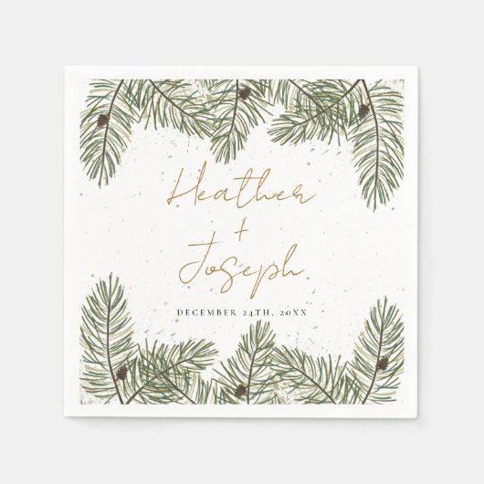 Weihnachtsfeiertag mit Pine & Gold Serviette (Vorderseite)