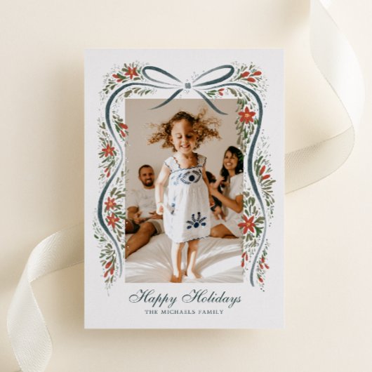 Weihnachtsfeiertag mit Poinsettias Folien Feiertagskarte