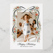 Weihnachtsfeiertag mit Poinsettias Folien Feiertagskarte (Vorderseite)