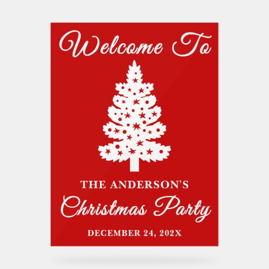 Weihnachtsfeiertag mit rotem Skript Begrüßung Acrylschild (Vorderseite)