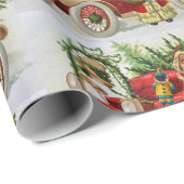 Weihnachtsfeiertag mit Spielzeug und Rotem Auto Geschenkpapier (Rolleneckpunkt)