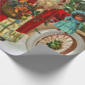 Weihnachtsfeiertag mit Spielzeug und Rotem Auto Geschenkpapier (Ecke)