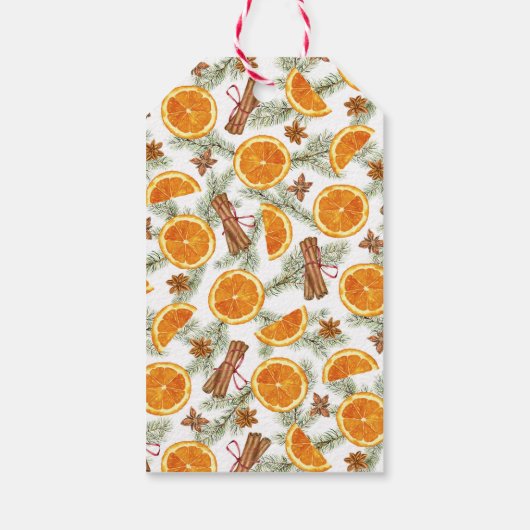 Weihnachtsfeiertag mit Zitrusfrüchten Geschenkanhänger (Rückseite)