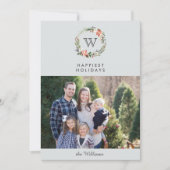 Weihnachtsfeiertag Monogram Holidays Foto Einladung (Vorderseite)