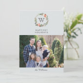 Weihnachtsfeiertag Monogram Holidays Foto Einladung (Stehend Vorderseite)