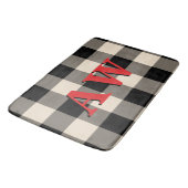Weihnachtsfeiertag Monogram Red Black Ivory Gingha Badematte (Schrägansicht)