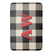 Weihnachtsfeiertag Monogram Red Black Ivory Gingha Badematte (Vorderseite Vertikal)