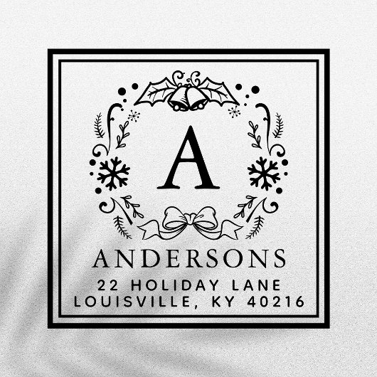 Weihnachtsfeiertag Monogram Winterferienadresse Permastempel