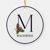 Weihnachtsfeiertag Monogramm Brief M Personalisier Keramik Ornament (Vorne)