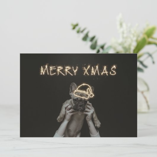 Weihnachtsfeiertag Mops Hundekarte Feiertagskarte (Stehend Vorderseite)