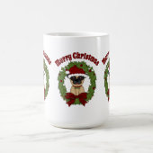 Weihnachtsfeiertag Mops Kranz Kaffeetasse (Mittel)