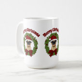 Weihnachtsfeiertag Mops Kranz Kaffeetasse (Vorderseite Links)