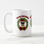 Weihnachtsfeiertag Mops Kranz Kaffeetasse (Links)