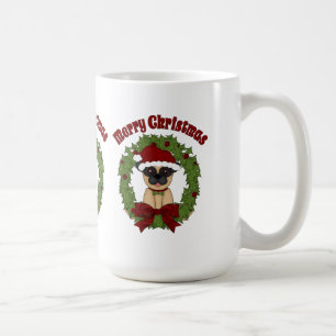 Weihnachtsfeiertag-Mops Kranz Kaffeetasse