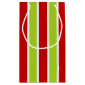 Weihnachtsfeiertag Muster Grün & Rot Streifen Kleine Geschenktüte (Rückseite)