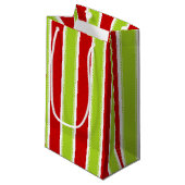 Weihnachtsfeiertag Muster Grün & Rot Streifen Kleine Geschenktüte (Vorderseite Schrägansicht)