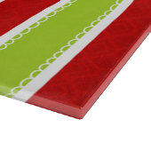 Weihnachtsfeiertag Muster Grün & Rot Streifen Schneidebrett (Ecke)