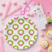 Weihnachtsfeiertag Muster - Pink Bow Holiday Desig Pappteller (Party)