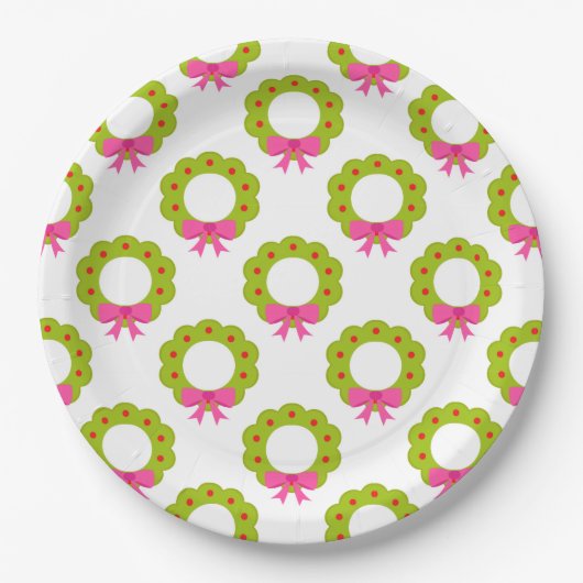 Weihnachtsfeiertag Muster - Pink Bow Holiday Desig Pappteller (Vorderseite)