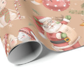 Weihnachtsfeiertag Muster von Santa Rabbit Fox Geschenkpapier (Rolleneckpunkt)