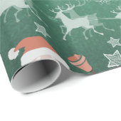 Weihnachtsfeiertag Niedlich Santa Claus Rentierfis Geschenkpapier (Rolleneckpunkt)