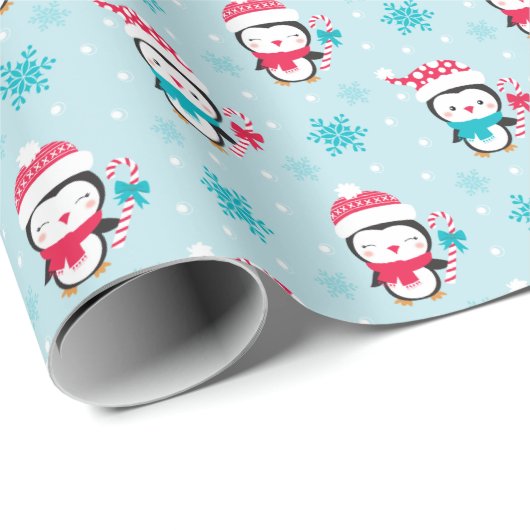 Weihnachtsfeiertag Niedlich Winterpinguin Geschenkpapier (Rolleneckpunkt)