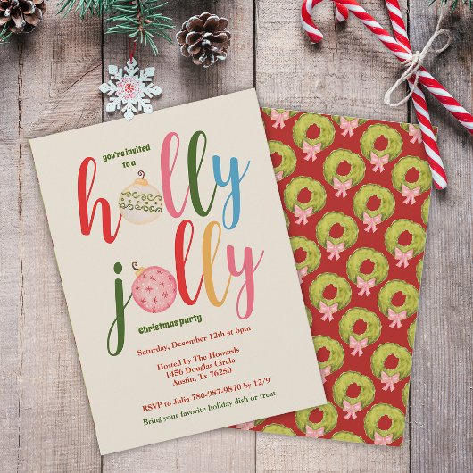 Weihnachtsfeiertag Niedliche bunte Typografie Einladung