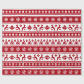 Weihnachtsfeiertag Nordic Pattern Gemütlich Geschenkpapier (Flach)