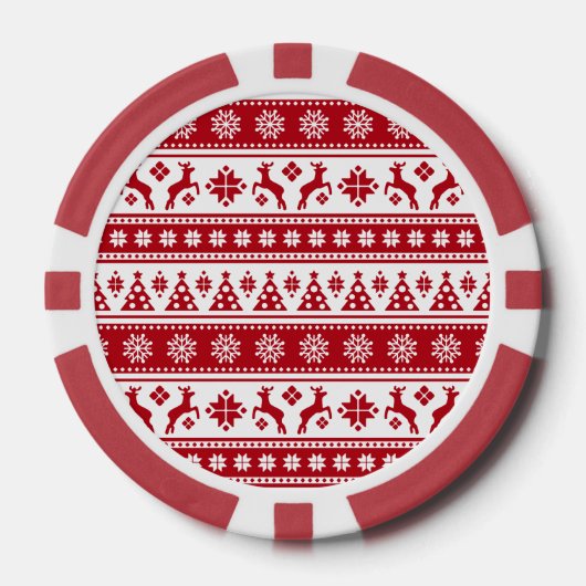 Weihnachtsfeiertag Nordic Pattern Gemütlich Pokerchips (Vorderseite)
