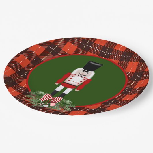 Weihnachtsfeiertag-Nussknabe Pappteller (Schrägansicht)