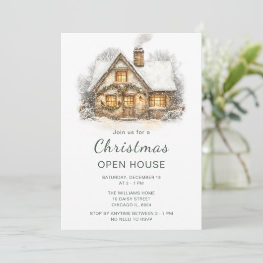 Weihnachtsfeiertag Open House Einladung (Stehend Vorderseite)