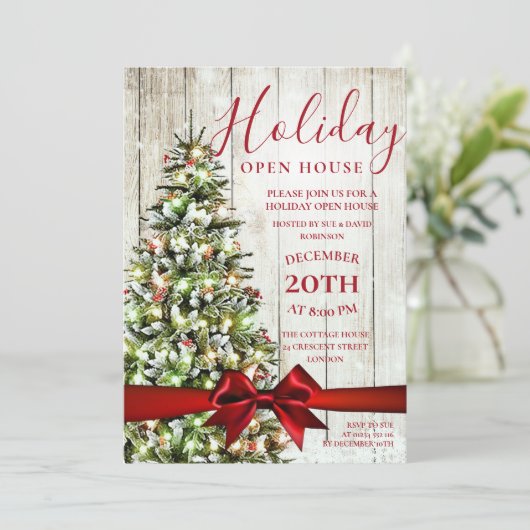 Weihnachtsfeiertag Open House Party Einladung (Stehend Vorderseite)