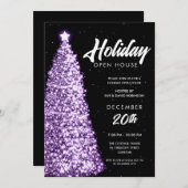 Weihnachtsfeiertag Open House Partys Lila Einladung (Vorne/Hinten)